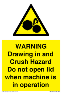 Warning Drawing in and Crush Hazard